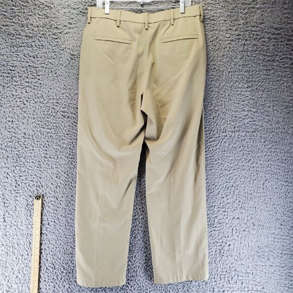 Haggar Pants Mens 34x30 Tan H26 Stretch Lightweight Flat Front Chino - Picture 11 of 12